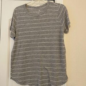 EUC So Favorite Crew Gray/White Striped Tee